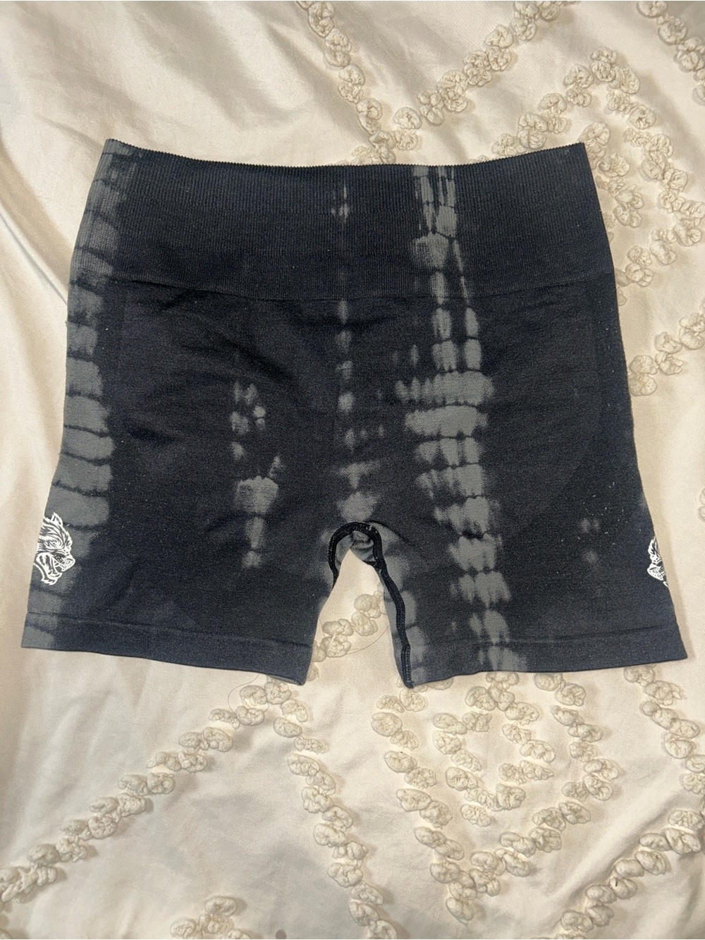 Darc Sport Black with Gray Tie-Dye High-Waist Athletic Bike Shorts